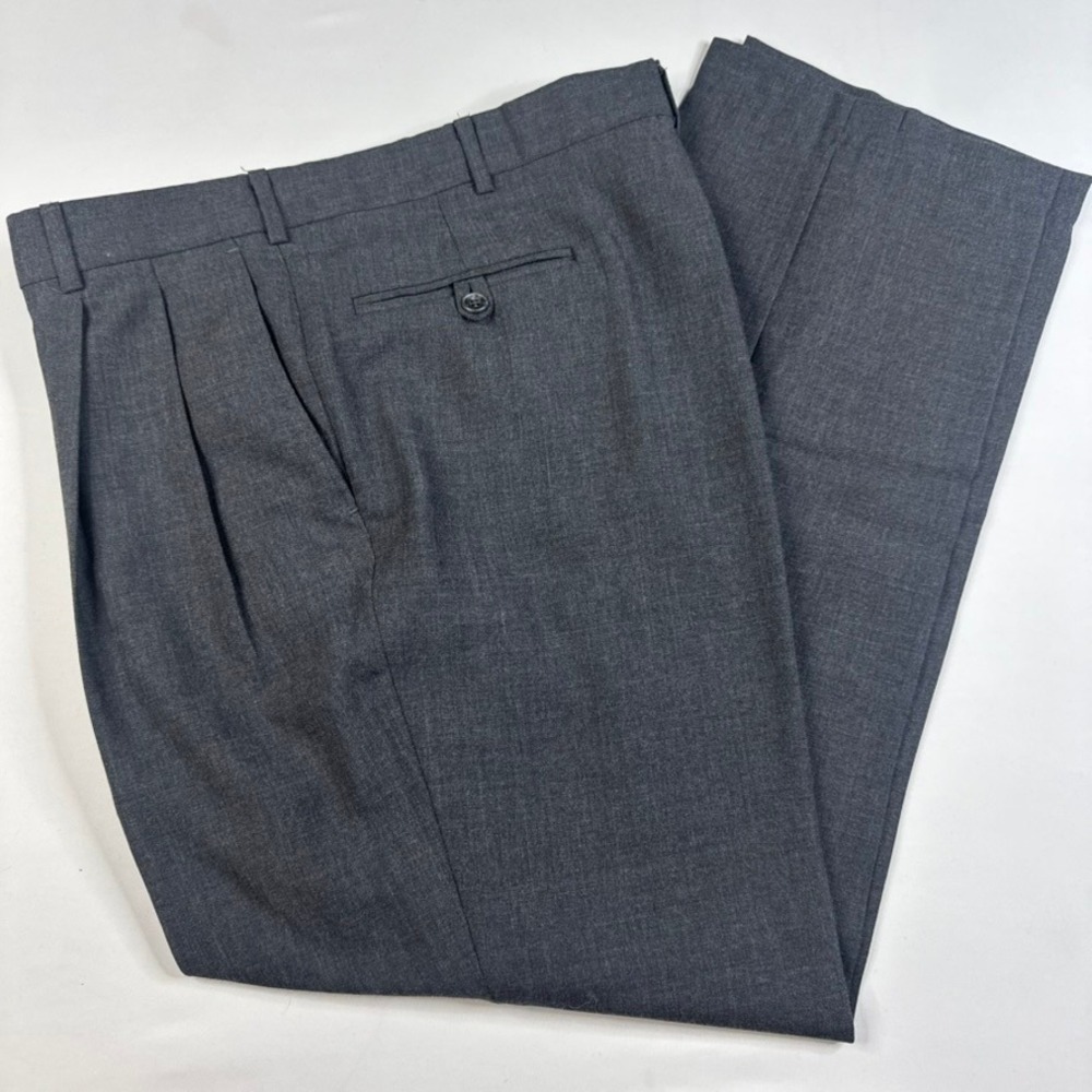 Vintage L.L. Bean Dress Pants Mens 34x30 Grey Pleated Worsted Wool Made in USA‎
